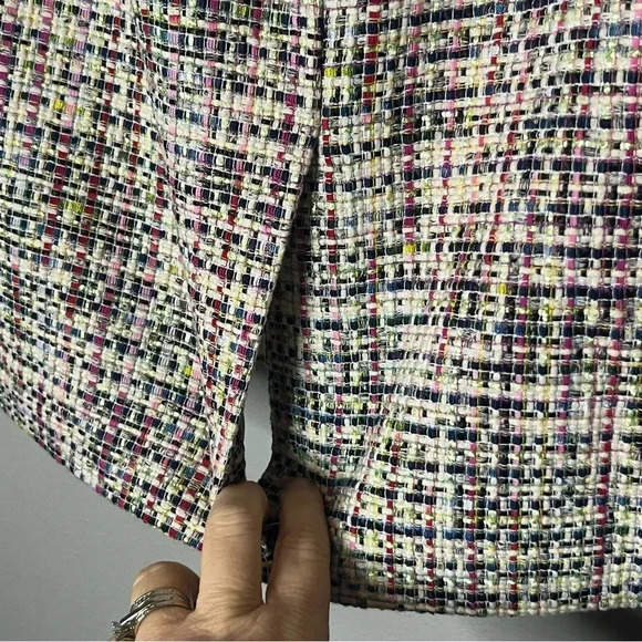 J Crew Tweed Skirt Women 8 White Multicolor Pencil Straight Lined Career Midi - Picture 6 of 8